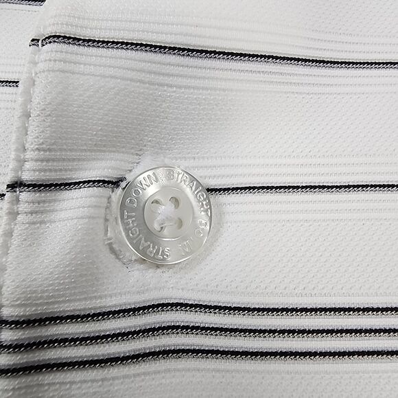 Straight Down Polo Shirt Mens XL White Striped Performance The Farms Golf Club - Picture 10 of 16